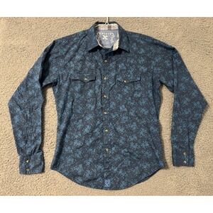 Twenty X Blue Floral Pearl Snap Western Shirt Medium Vintage Style Cowboy Shirt